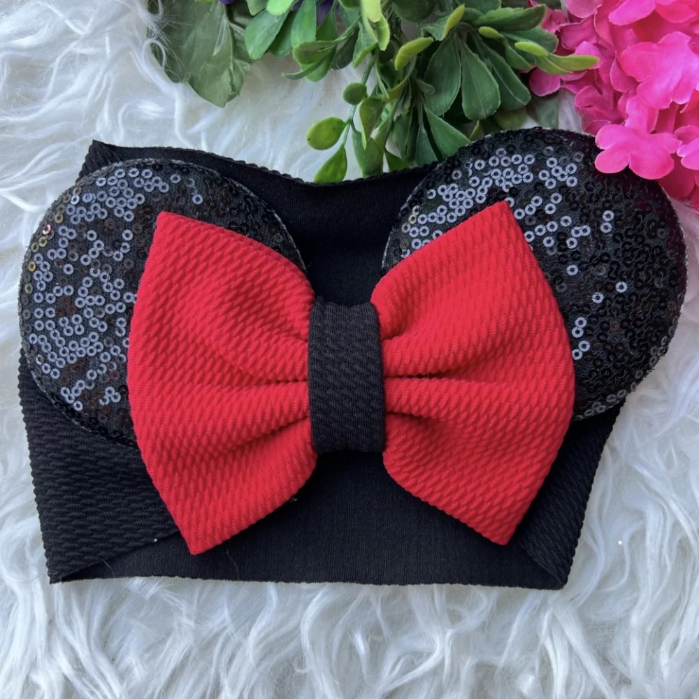 Minnie Mouse Red Ears Bow Headband Sequin Disney Birthday